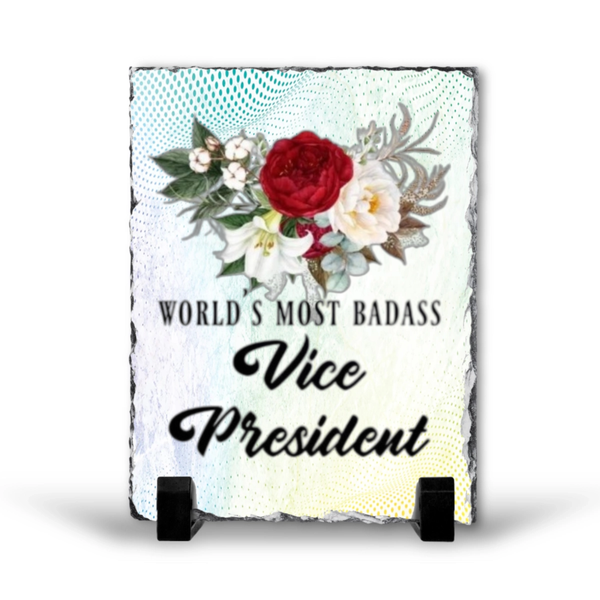 World's Most Badass Vice President Gift Rock Slate