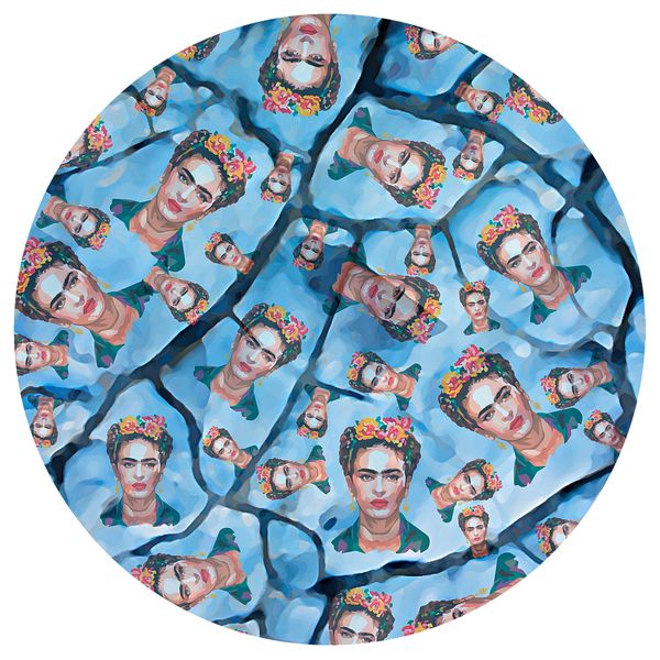 Frida Kahlo Blue Tiles Round Tablecloth