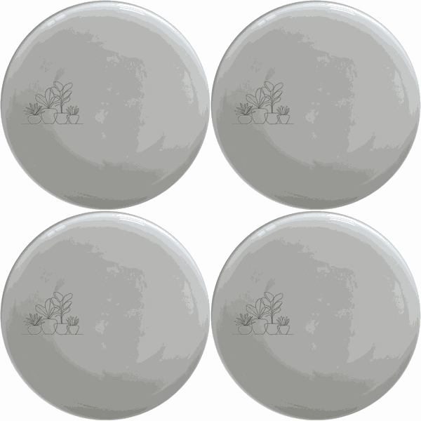 Warm Terracotta Pots Leafy Plants Dinner Plate Set of 4 - Range 1