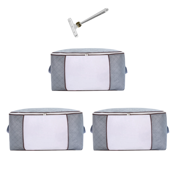 Heavy Duty Dust-Proof Foldable Storage Bags + Lint Remover - 3 Pack