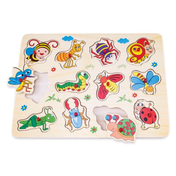 Snookums Wooden Peg Puzzles - Bugs (12 pieces)