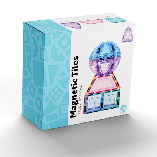 Learn and Grow Magnetic Tiles - Pastel Dome Pack (22 Piece)