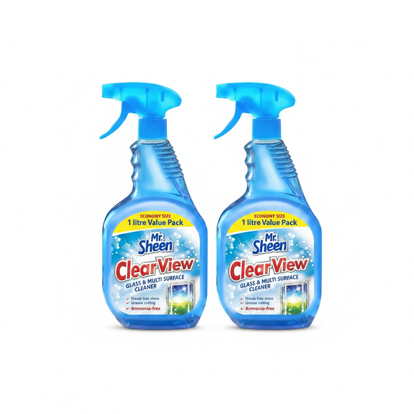 Mr Sheen Clear View Glass and Multi Surface Cleaner 1L - 2 Pack