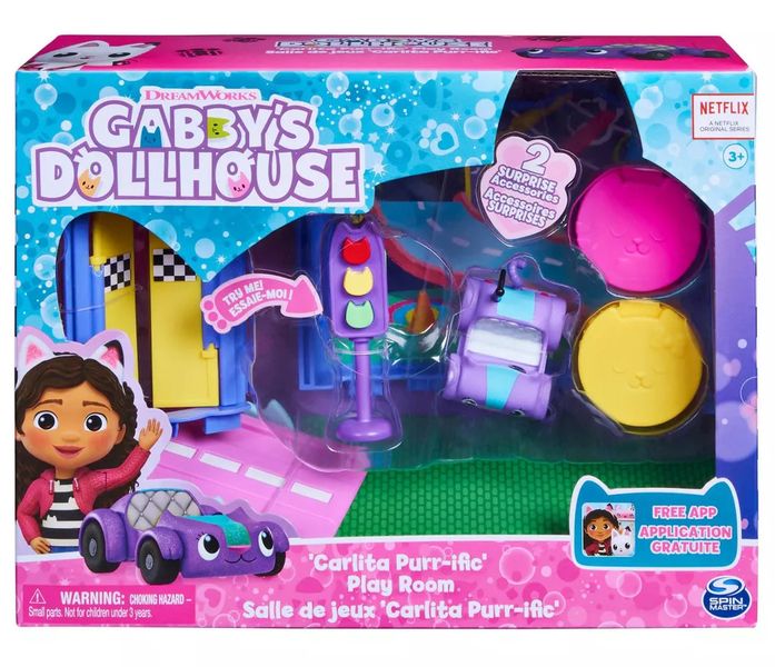 Gabby's Dollhouse Deluxe Room - Purr-Ific Playroom Playset &amp; Carlita Figure