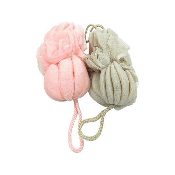 Bilov Mesh Stretchable Bath Loofah (Pack Of 2) - Medium - Pink, Light Brown