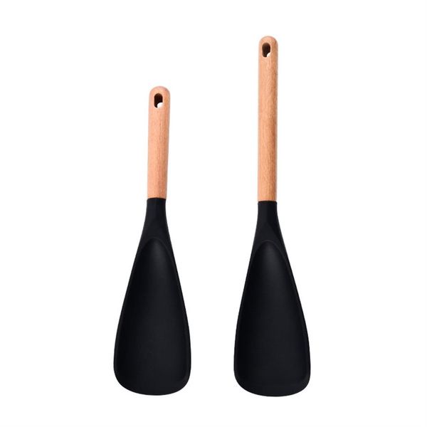 Multifunctional fashion simple silicone spoon set with wooden handle