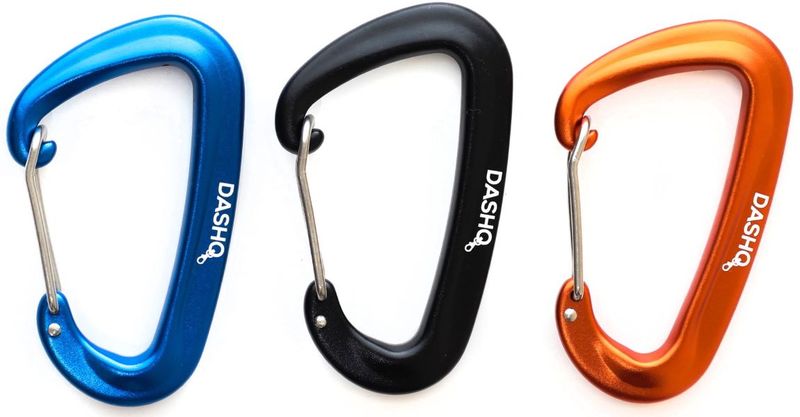DashQ L-Carabiner - 12kN Lightweight Heavy Duty Carabiner Clips Set of 3