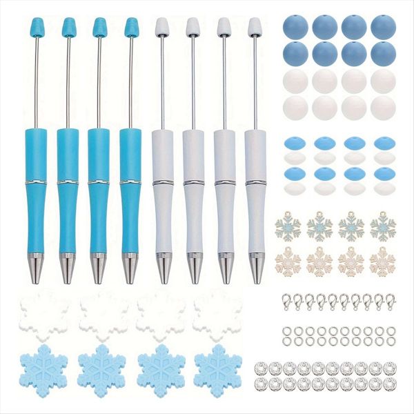 8Set Beadable Pens Plastic Bead Pens Diy Crafting Pens Making Kit