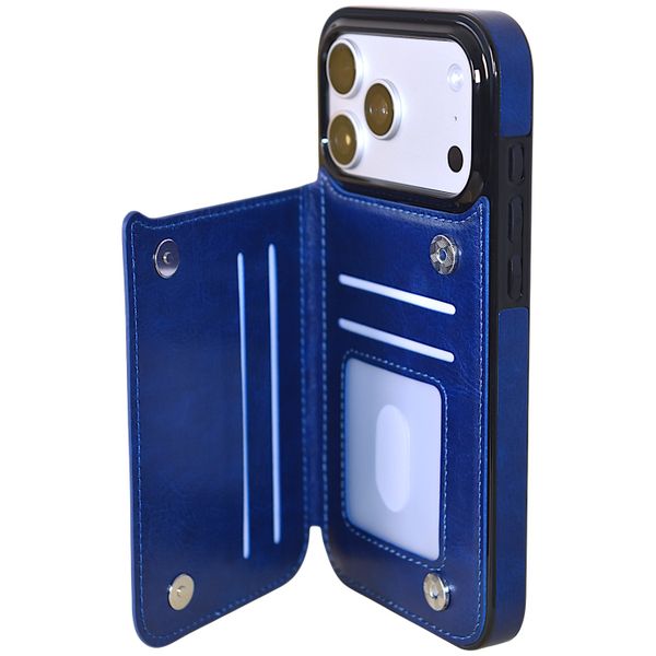 Multi-Slot Flip Wallet Phone Case Compatible with iPhone - Deep Blue