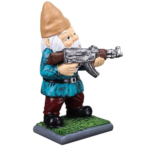 Home Garden Decor Upright Military Gnome Statuette - 11cm