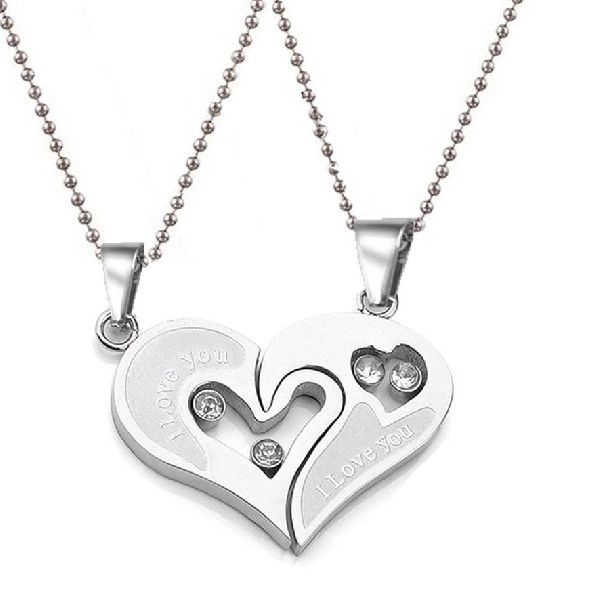 His & Her Heart Couple Necklaces (Silver & Silver) - BellaBear | Shop ...