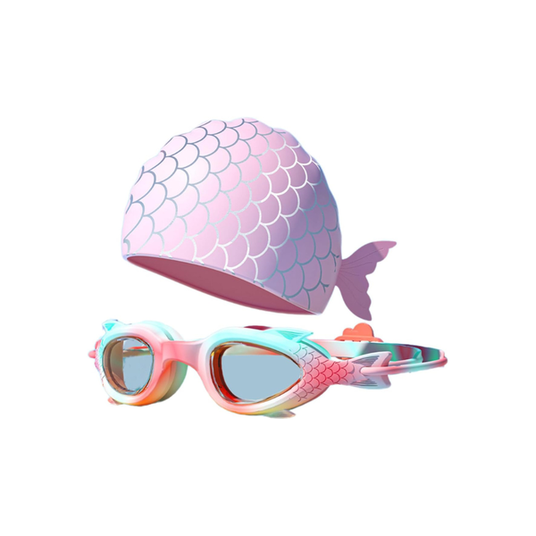 Kids Mermaid Swimming Cap &amp; Goggles Set
