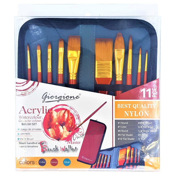 Giorgione Paint Brush 11 Pieces Set - Red