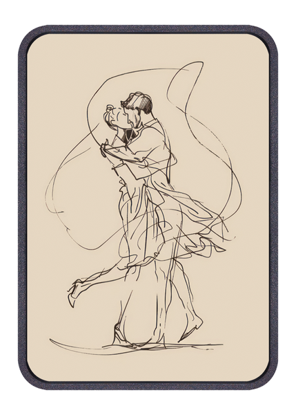 Couple Kissing Line art Wallpaper