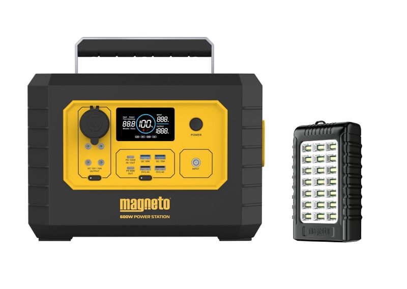 Magneto 600W Portable Power Station &amp; Magneto Recharge Led Compact Lamp