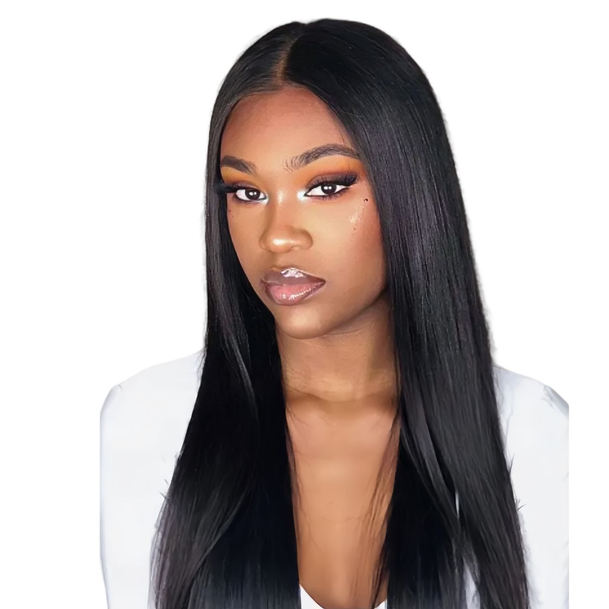 Luvée 26-inch Full Frontal Straight Wig Human Hair Natural Colour
