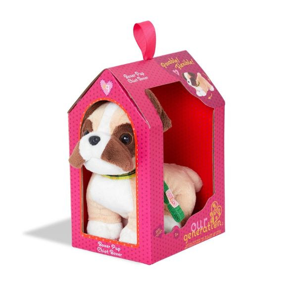 Our Generation - 6-inch Dog Plush Pet - Stuffed Animal - Posable Legs - 46cm Doll Accessories - Toys For Kids Ages 3 &amp; Up - Boxer Pup