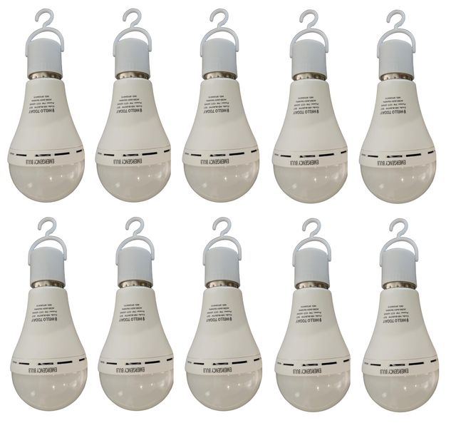 E27 Rechargeble 7W Globe - 10 Pack Cool White