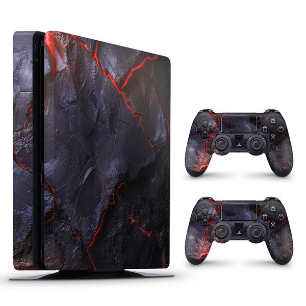 Decal Skin Compatible with PS4 Slim - Carbon Rock Glow Yellow (Decal Only)