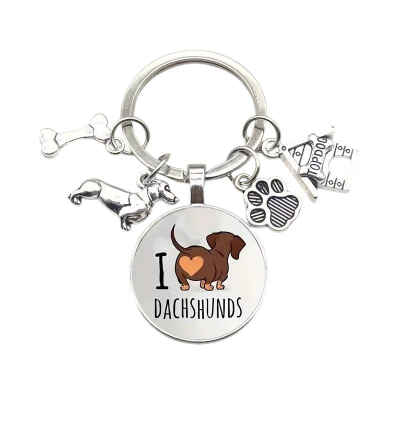 I Love Dachshunds Keychain