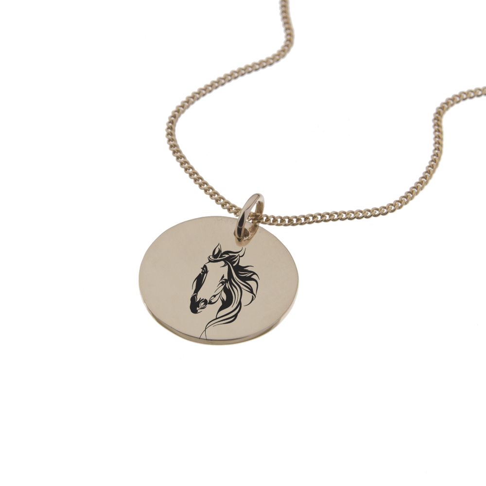 Horse Engraved on a Rose Gold Necklace with Chain Shop Today. Get it
