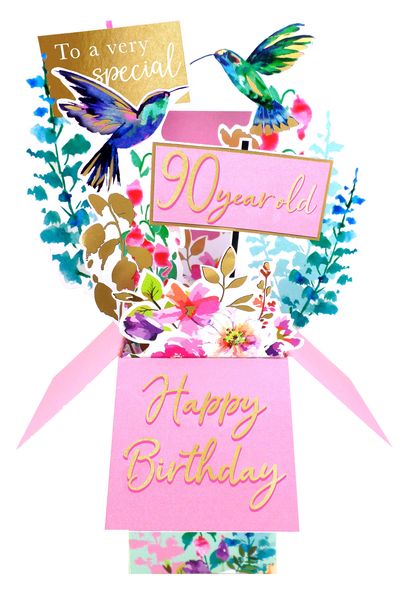 Clever Cubes 3D Pop-up card - 90th Fem Birthday