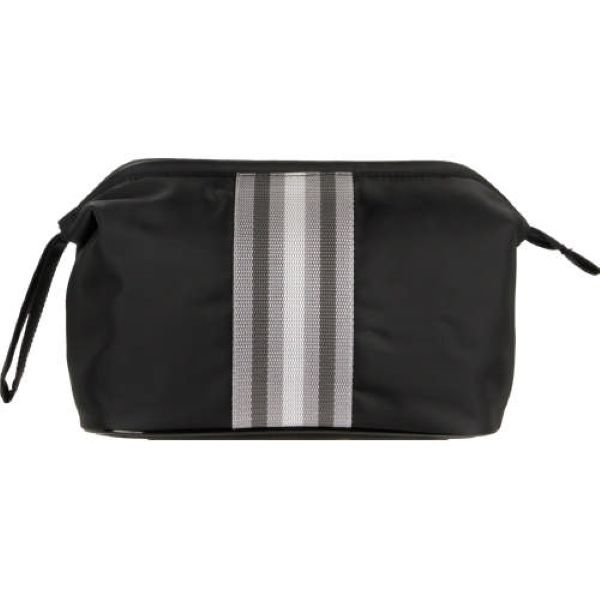 Toiletry Bag Black &amp; Grey Stripe