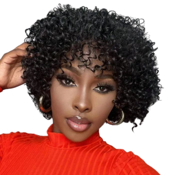 Brazilian Curly Fringe Wig, Short Cut Fringe Wig.