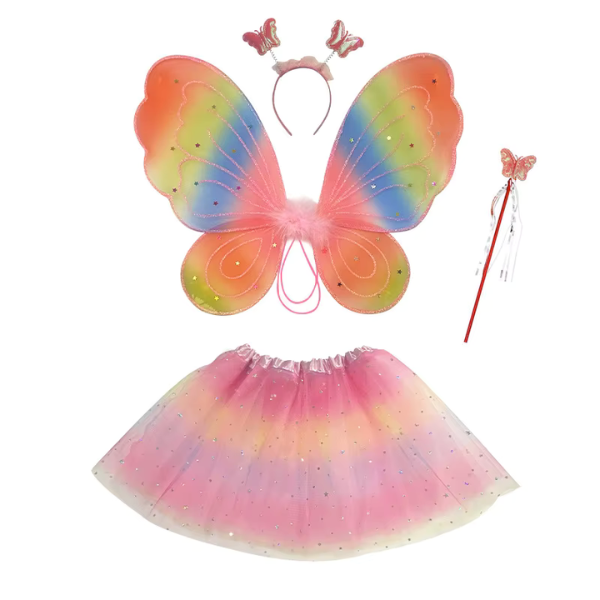 Fairy Tiedye Skirt and Butterfly Wings Combo - 4 Piece Set