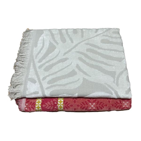 Luxury Velour Beach Towel Cotton - 90 x 180cm - 400gsm - P21 - 2 Pack
