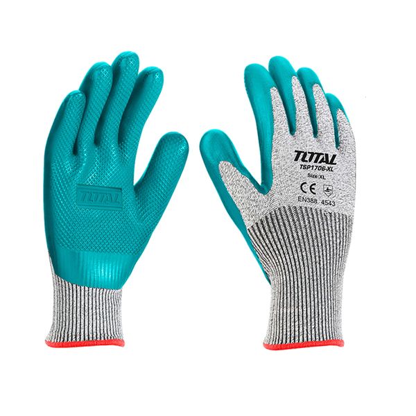 Total Tools 2Pcs XL Cut-Resistant Gloves Latex Coated Palm