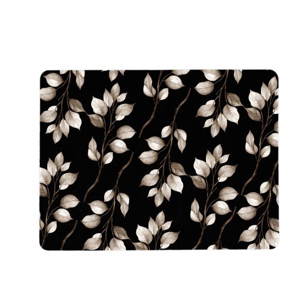 Dark Brown Leaves on Black Placemats
