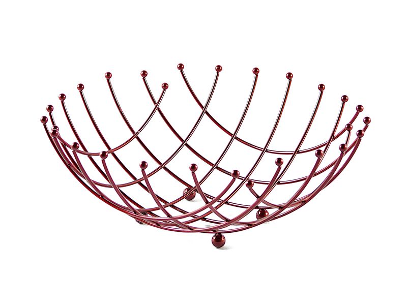 Elegant Fruit Basket Wired Chrome - Maroon