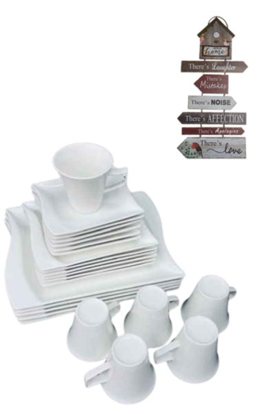 Dansup - 24 Piece Dinnerware Set/ Wall Decor