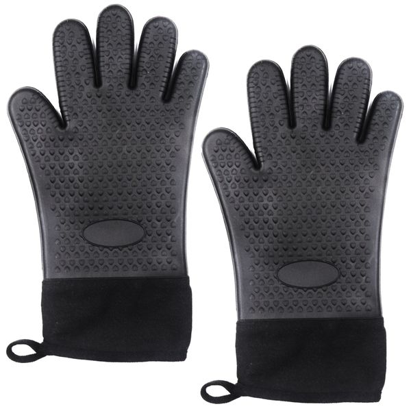 Oribibi – Oven Gloves / Kitchen &amp; Braai Mitts with Finger Grips (Black)