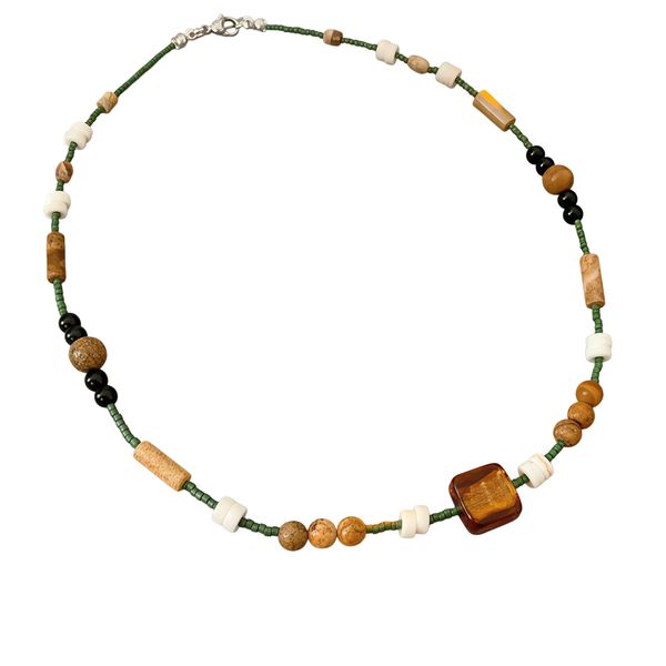 Earth-Tone Handcrafted Beaded Strand Necklace