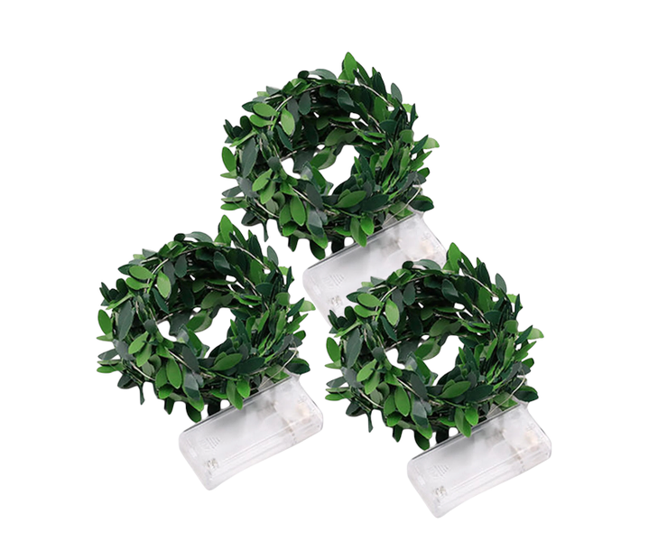 3-Pack Leaf Garland Lights - 10 LED 1.2m Battery Fairy Lights for Decor