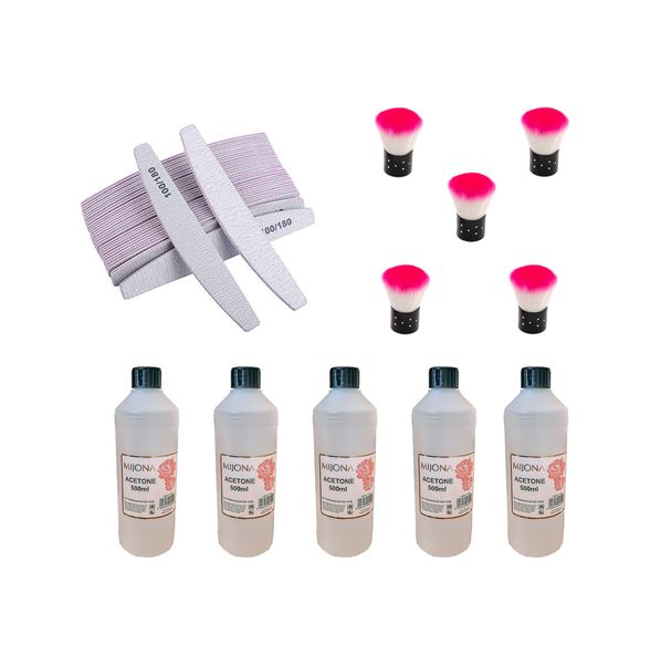 Bulk Halfmoon Files &amp; Acetone and Dusting Brushes