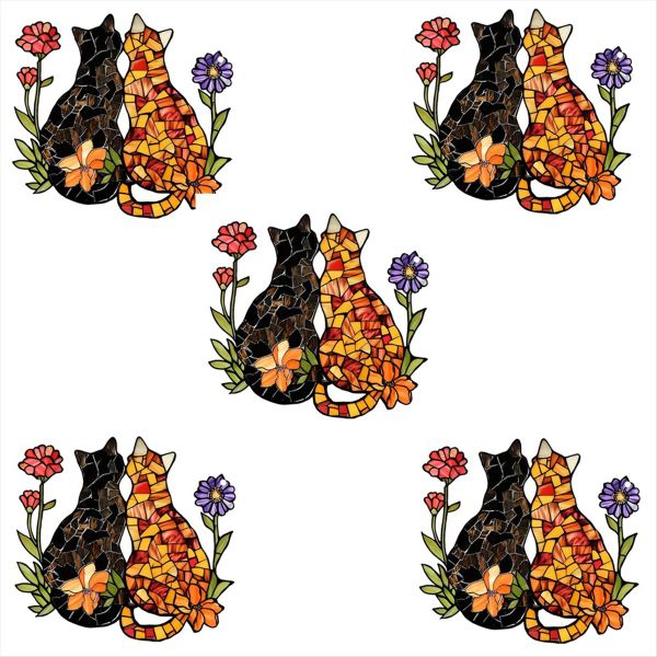 Garden Friendship Cat Acrylic Curtain Ornaments with Rope Pendant