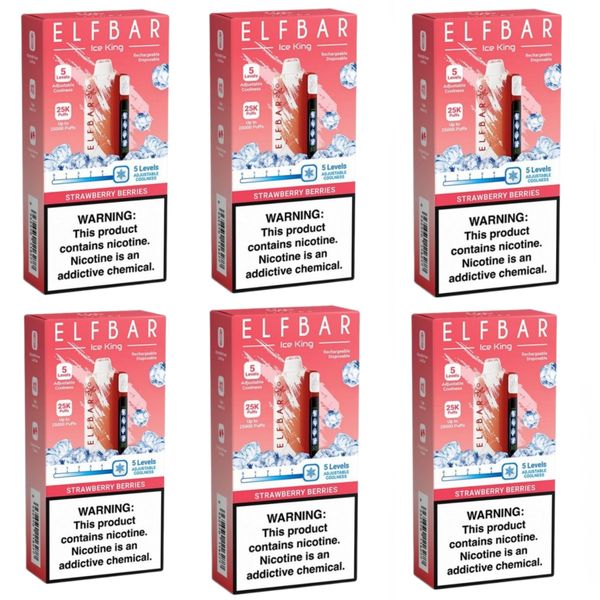 Elf Bar Ice King 25000 Puffs Vapes - Strawberry Berries (Pack of 6)
