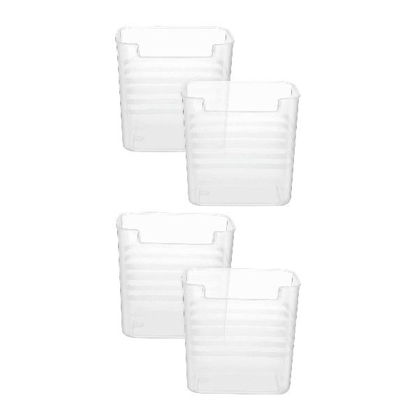 4 Piece - Stackable Transparent Storage Containers With Built-In Handles