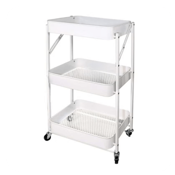 3-Layer Trolley Kitchen Storage Rack - White