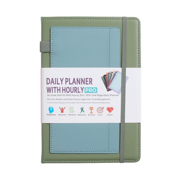 Paper Lion A5 PU Leather Cover Daily/Hourly Planner Book with stickers