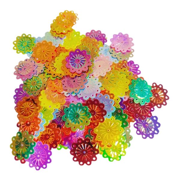 Craft 200Pcs Shiny Multicolor Floral Plastic Sequins Embellishment -18mm
