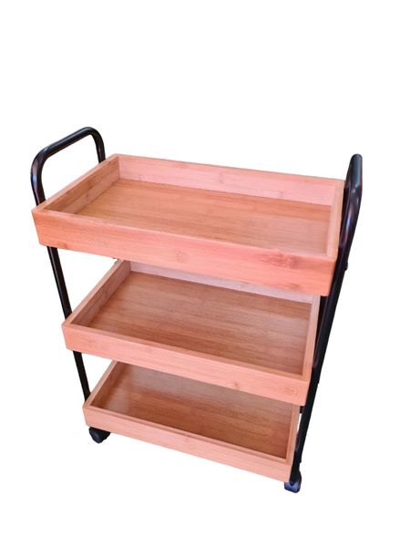 3 Layers Wooden Home Storage Rack with Wheels