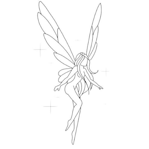 1 Kit - Mystical Winged Fairy Temporary Tattoo - Black