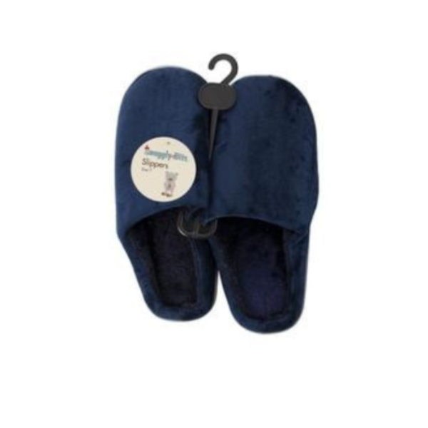 Snuggly Bits Men's Elegant Plush Slip-on Slippers -Blue