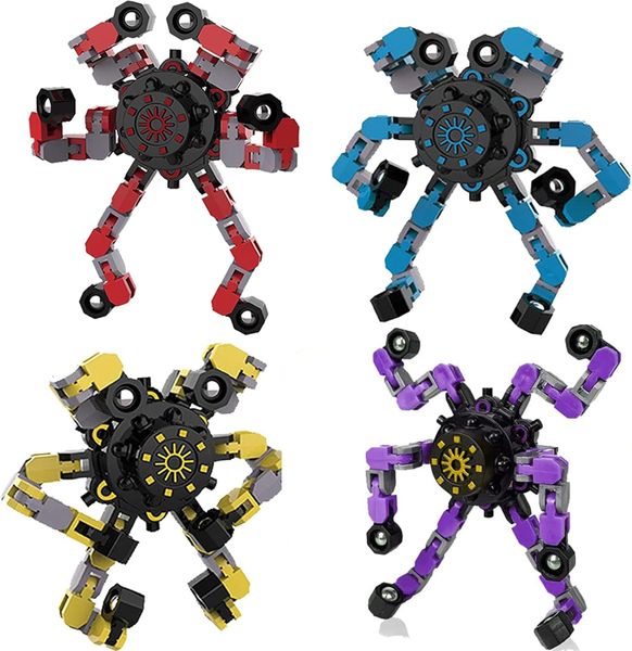 4Piece Deformation FidgetSpinners, DIY Deformable RobotFingertip Toys