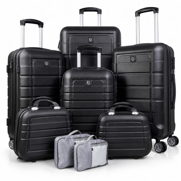 Luggage Hardshell 6 Piece Milan Design - 360 Wheels, Free Packing Cubes