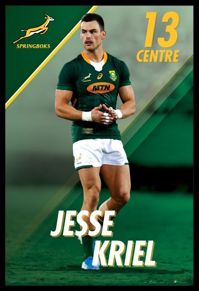 Jesse Kriel - Springbok Rugby Poster with Black Frame